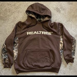 Brown and camouflage sweatshirt hoodie jacket